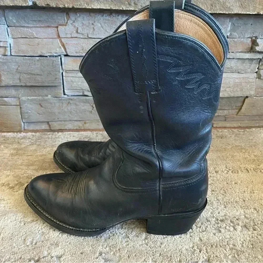 Ariat Men’s Vintage Black Leather Cowboy Boots Embroidered Western 34601: 9D